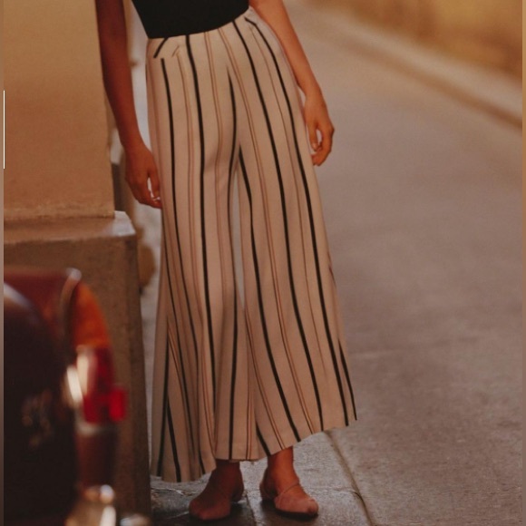 🌻Anthropologie White Striped Whited Wide Leg Pants - Picture 3 of 12